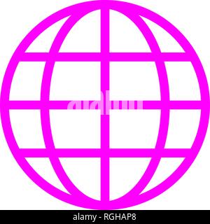 Globe symbol icon - purple simple, isolated - vector illustration Stock Vector