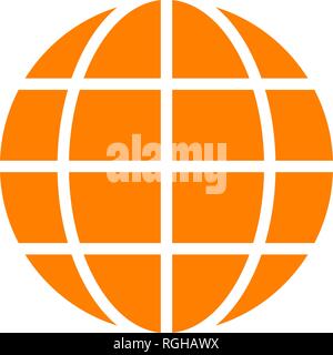 Globe symbol icon - orange simple, isolated - vector illustration Stock Vector