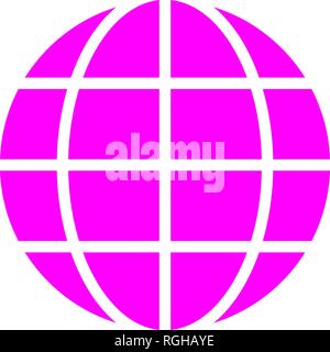 Globe symbol icon - purple simple, isolated - vector illustration Stock Vector