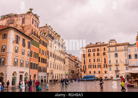 Italy Rome- September 22, 2018 Square Spain in Rome - Piazza di Spagna, toned Stock Photo