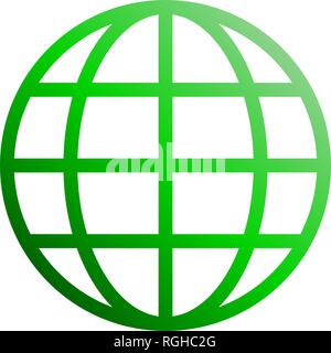 Globe symbol icon - green gradient, isolated - vector illustration Stock Vector