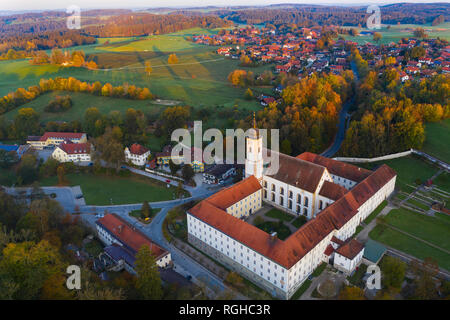 Germany, Bavaria, Upper Bavaria, Dietramszell, aerial view of a monastery, Salesian Sisters monastery Stock Photo