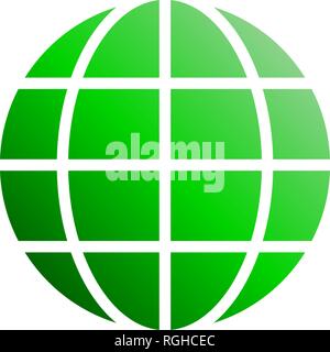Globe symbol icon - green gradient, isolated - vector illustration Stock Vector