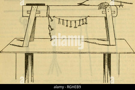 . Bulletin of the Bureau of Fisheries. Fisheries; Fish culture. FRESH-WATER MUSSELS AND MUSSEL INDUSTRIES. 47 and in consequence is dragged from the bottom. When the bar is raised after a suitable time, numerous mussels may be hanging from the hooks. The essential parts of this apparatus and the manner of its operation will be described in detail. Hooks and mode of making them.—Although the principle of the crowfoot and the general method of manufacture are the same throughout the country, there is much variety in the style and size of hooks in use on the different rivers, and even in the same Stock Photo