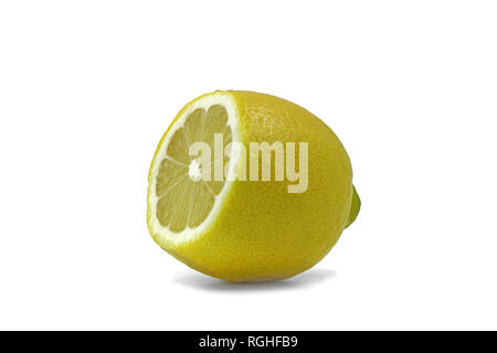 sliced fresh lemon fruit isolated on white background Stock Photo