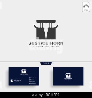 horn bull attorney logo line design template illustration - vector Stock Vector