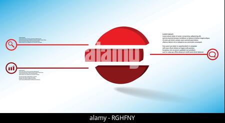 3D illustration infographic template. The embossed ring is divided to three color shifted parts. Object is arranged on blue white background. Color li Stock Vector