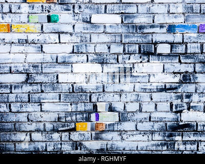 Rough white painted brick wall, textured background Stock Photo