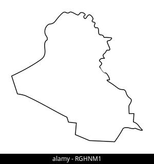 Iraq Outline Silhouette Map Illustration With Governorates Stock Vector 