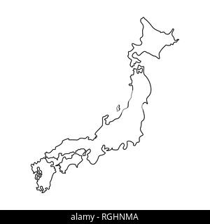 Japan outline silhouette map illustration with regions Stock Vector Art ...