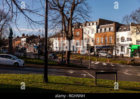 Esher, England - January 21, 2019. Located just outside of London, Esher is a twenty minute trainride from Metropolitan London. With its proximity to  Stock Photo