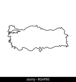 Turkey outline silhouette map illustration with regions Stock Vector ...