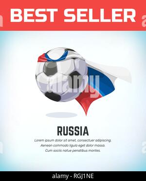 Russia football or soccer ball. Football national team. Vector illustration. Stock Vector