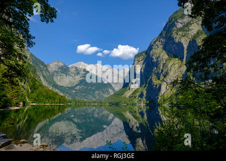 Germany, Bavaria, Upper Bavaria, Berchtesgaden Alps, Berchtesgaden National Park, Salet, Fischunkelalm at Lake Obersee Stock Photo