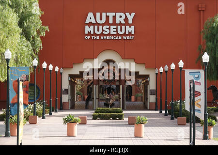 Los Angeles, CA / USA - December 22, 2017: The front entrance of the Autry Museum of the American West in Griffith Park, Los Angeles, USA is shown on  Stock Photo