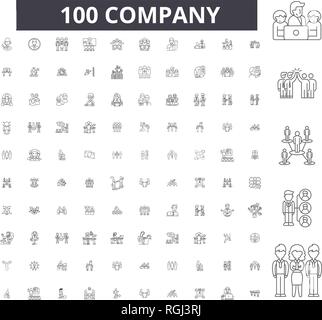 Company editable line icons, 100 vector set, collection. Company black outline illustrations, signs, symbols Stock Vector