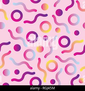 Millenial Pink Abstract Colorful Geometry Seamless Pattern with Gradients Stock Vector