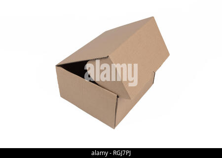 Isolated Shot Of Opened Blank Cardboard Box On White Background Stock Photo  - Download Image Now - iStock