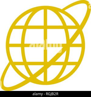 Globe symbol icon with orbit - red simple, isolated - vector illustration Stock Vector