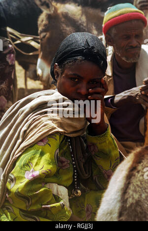 Lalibela, Ethiopia, 13th June 2009: portrait of young woman in the rural market Stock Photo