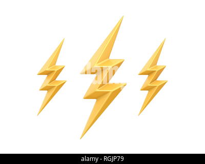 Weather icon LIGHTNING 3D render illustration isolated on white ...