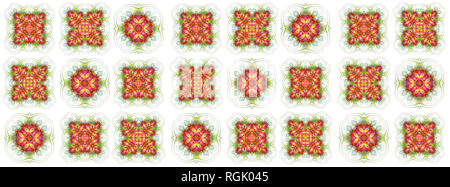 seamless wallpaper with abstract pattern. green red geometric ornament tiles isolated on white background Stock Photo