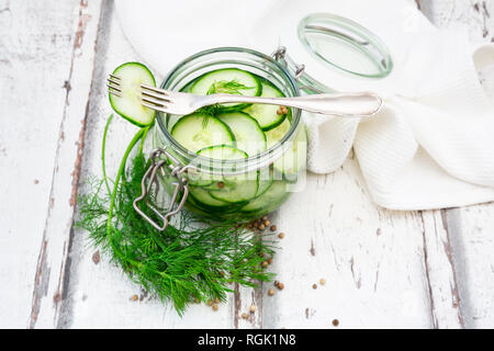 Pickled cucumber, swedish pressgurka, with dill Stock Photo