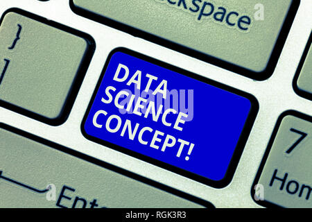 Text sign showing Data Science Concept. Conceptual photo extraction of valuable knowledge from raw data Keyboard key Intention to create computer mess Stock Photo