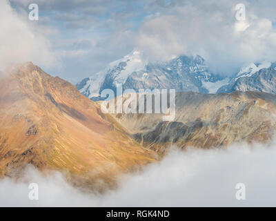 Border region Italy Switzerland, mountain landscape with snowcapped Ortler