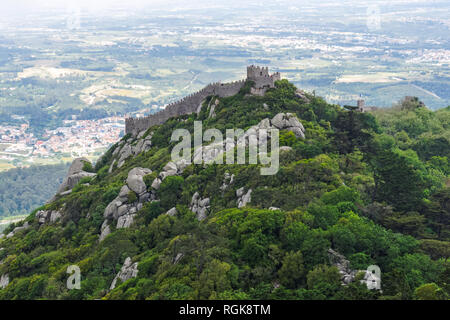 The Castle of the Moors in Sintra Mountains, Portugal Stock Photo