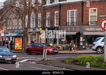 Esher, England - January 21, 2019. Located just outside of London, Esher is a twenty minute trainride from Metropolitan London. With its proximity to  Stock Photo