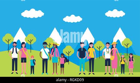 outdoor family vacations Stock Vector