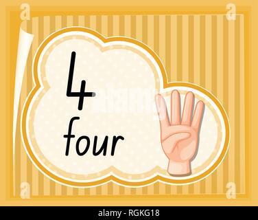 4 kids hand showing number four sign Royalty Free Vector