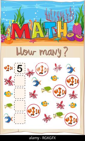 Preschool fish math worksheets