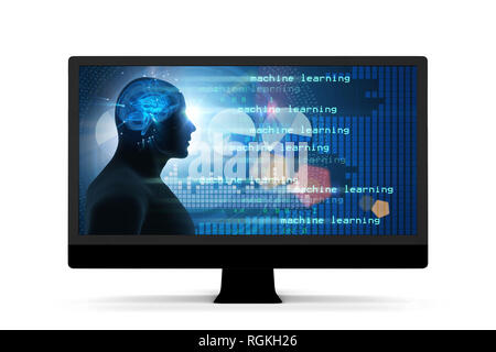 Machine learning and cognitive computing - 3d rendering Stock Photo