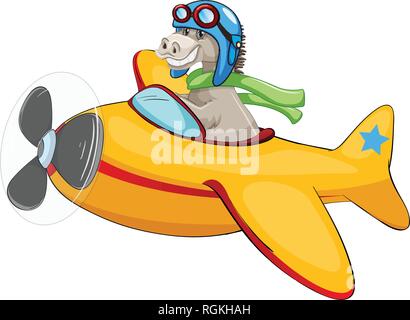 Horse riding airplane on white backgroud illustration Stock Vector
