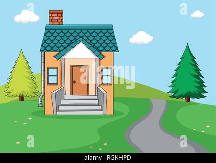 A simple house in nature background illustration Stock Vector Image & Art -  Alamy
