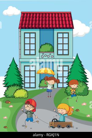 A set of children playing in nature illustration Stock Vector Image ...