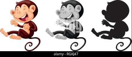 Set of monkey laughing illustration Stock Vector