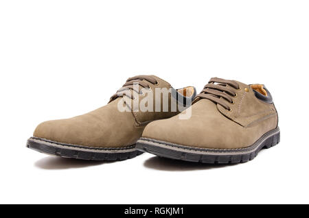 Brown suade shoes isolated on white background Stock Photo