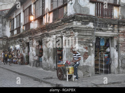 Ice cream vendor on historic Calle Crisologo, Vigan, Ilocos Sur, Philippines Stock Photo