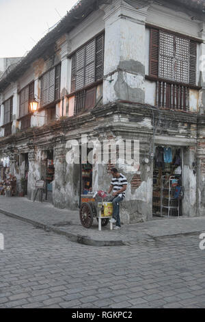 Ice cream vendor on historic Calle Crisologo, Vigan, Ilocos Sur, Philippines Stock Photo