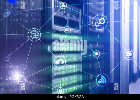 Technology infrastructure cloud computing and communication. Internet concept Stock Photo