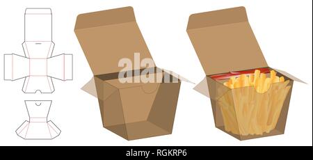 Box packaging die cut template design. 3d mock-up Stock Vector