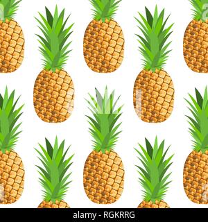 Seamless background with ripe pineapple. Vector illustration, EPS10. Stock Vector