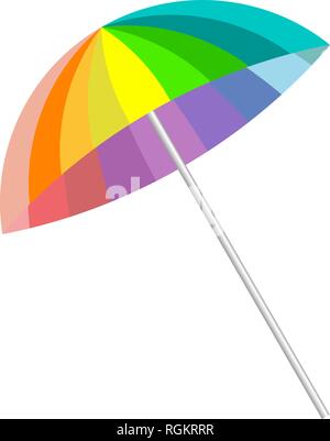 Rainbow colored beach umbrella, isolated on white background. Summertime. Vector illustration, EPS10. Stock Vector