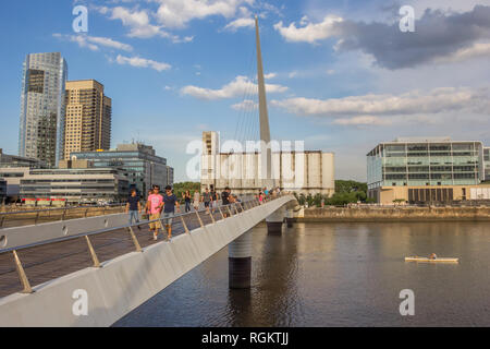 Modern bridge in the Madero district of Buenos Aires, Argentina Stock Photo