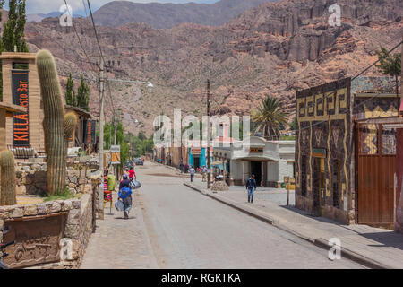 Street with old houses in the center of Purmamarca, Argentina Stock Photo