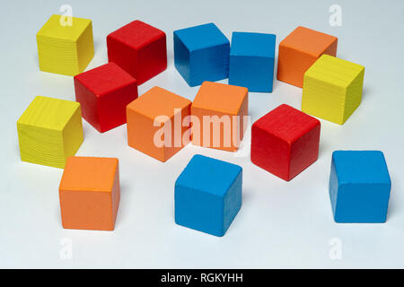 Colorful wooden childen's building blocks scattered loose Stock Photo ...