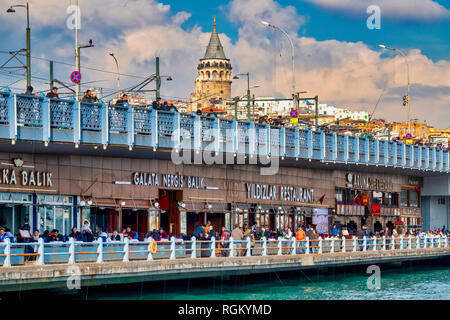 Galata Bridge, Istanbul, Turkey Stock Photo